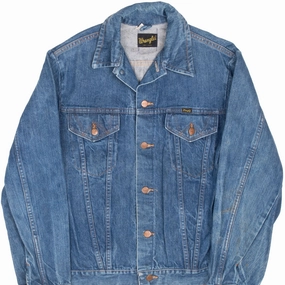 Non Restrictive Mobility VINTAGE WRANGLER 2 POCKETS BLUE DENIM JACKET 1970S SIZE 42L MADE IN USA