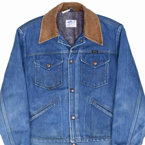 VINTAGE WRANGLER BLANKET LINED NO FAULT DENIM JACKET 1970S SIZE 38 MADE IN USA Sporty Shield