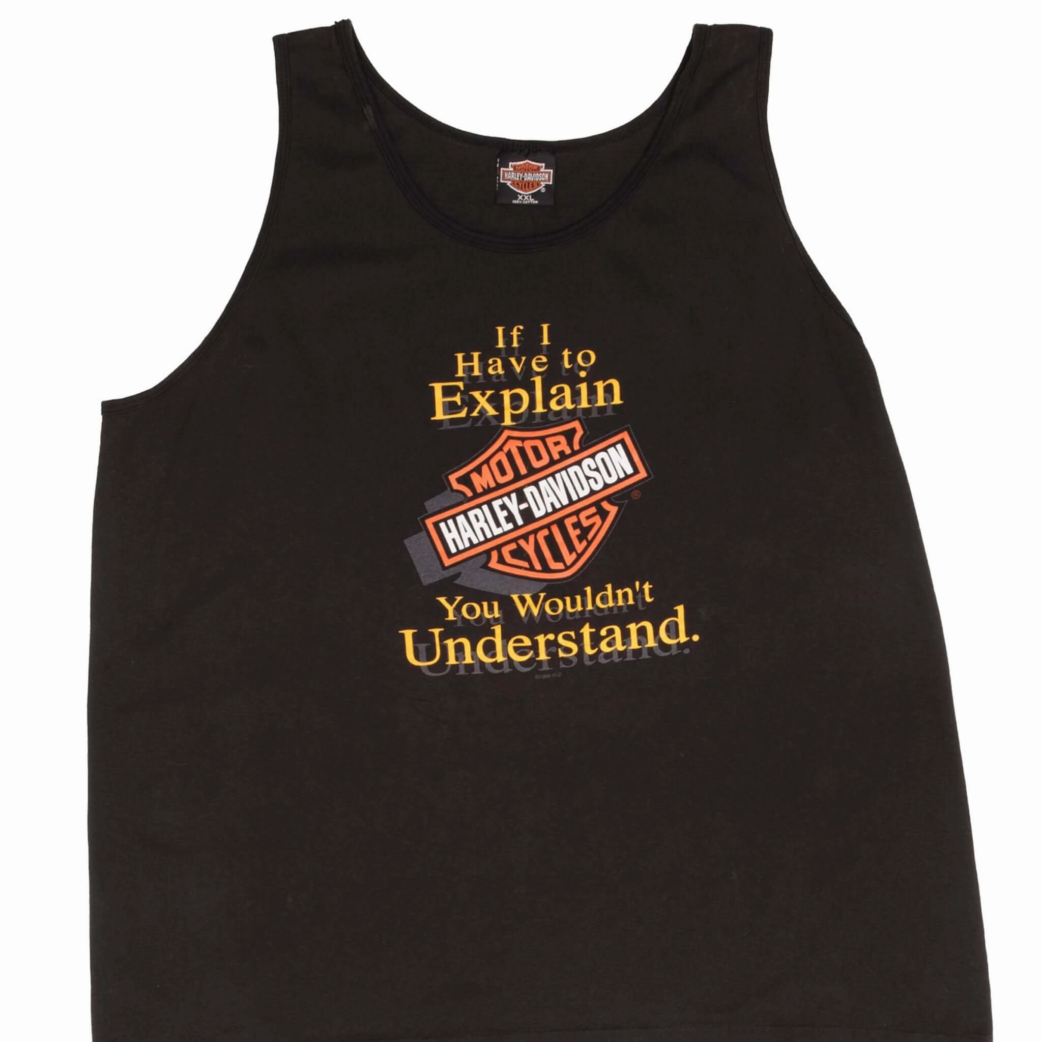 VINTAGE HARLEY DAVIDSON SKAGIT TANK TOP TEE SHIRT 1998 SIZE 2XL MADE IN USA Daily Style Trend Contrast Inner Binding