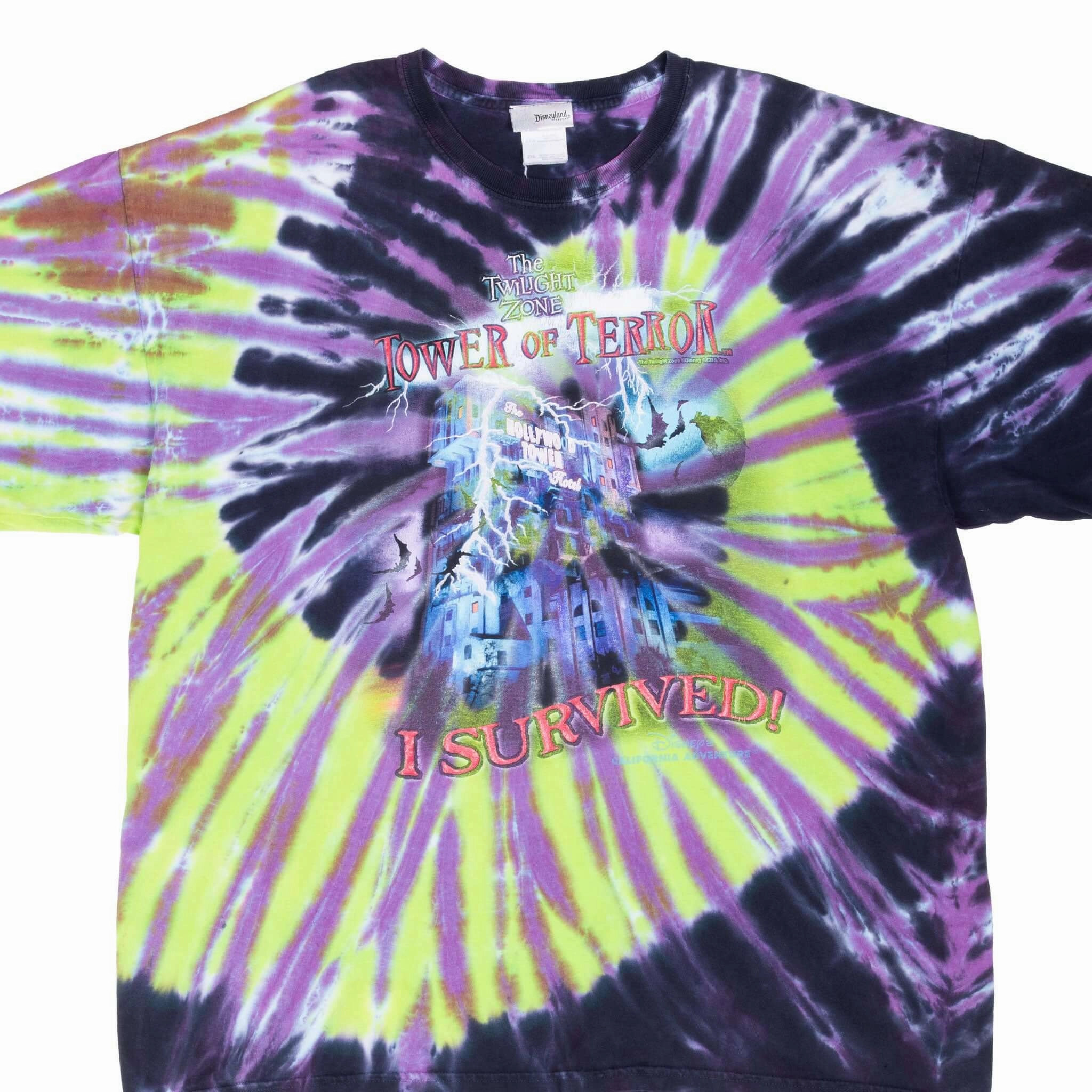 VINTAGE DISNEY HOLLYWOOD TOWER OF TERROR 1990S TIE DYE TEE SHIRT 2XL Minimalistic Wear Casual Active