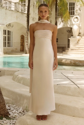 Elsa Maxi Dress - Ivory Slit Detail
