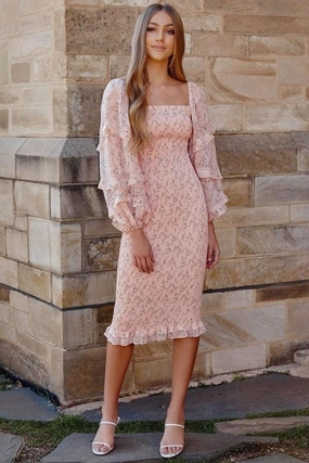 Gender Free Simple Bow Ena Dress - Baby Pink