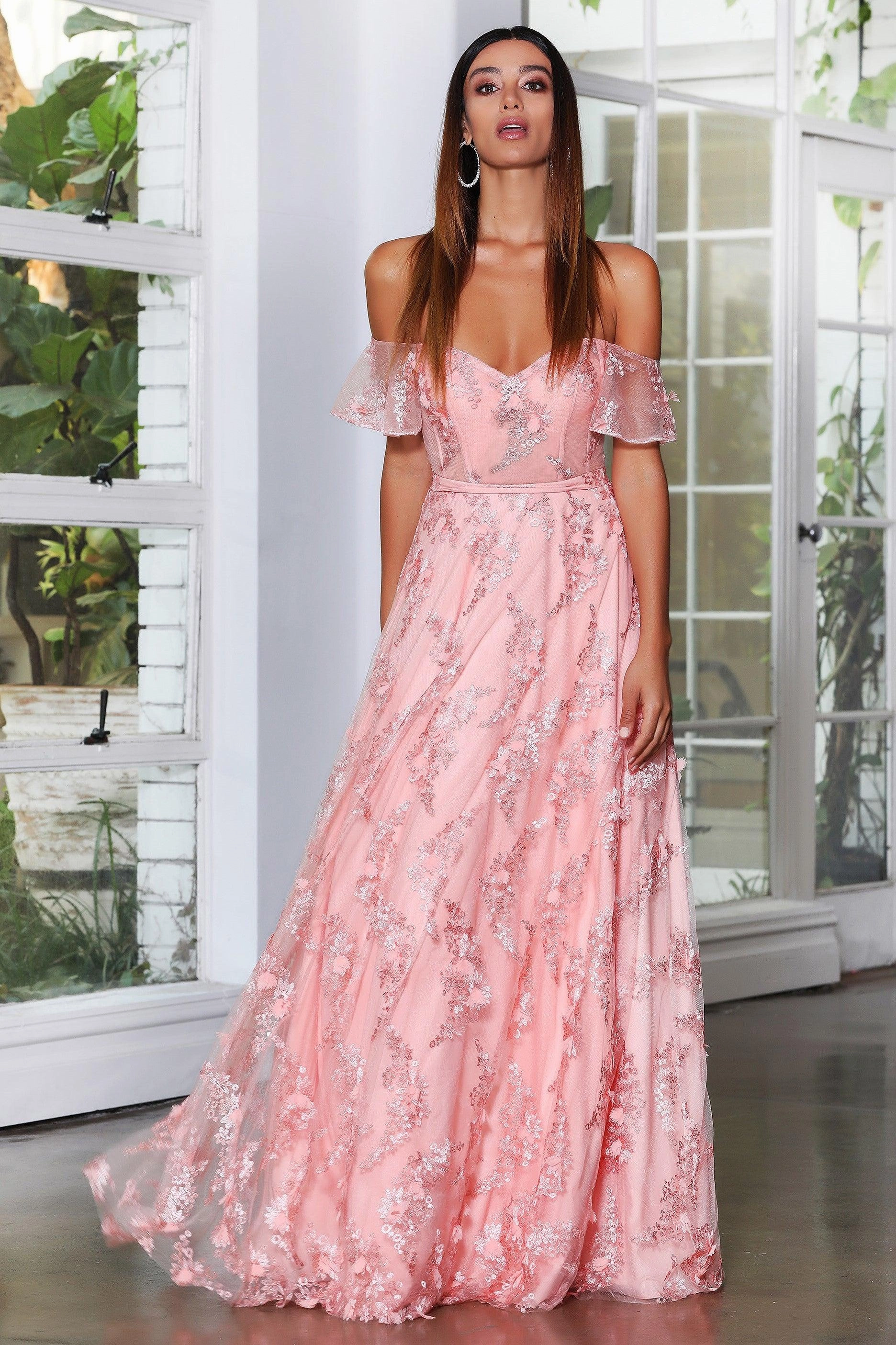 Asymmetrical hem Enchanted Gown - Peach