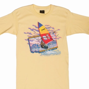 VINTAGE WINDSURFING HABITAT SPORTWEAR 1985 TEE SHIRT SMALL MADE IN USA Street Trendy Anti Static Treatment