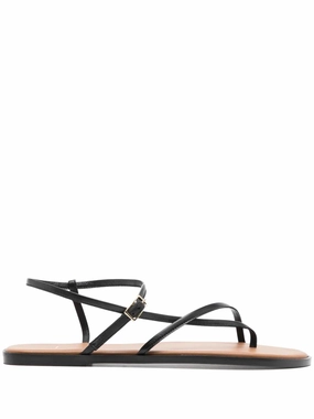 Capri Sandal in Black Flexible Straps