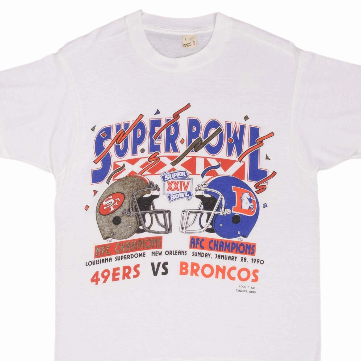 Outdoor Trend Look VINTAGE NFL 49ERS VS BRONCOS SUPERBOWL XXIV 1990 TEE SHIRT MEDIUM MADE IN USA