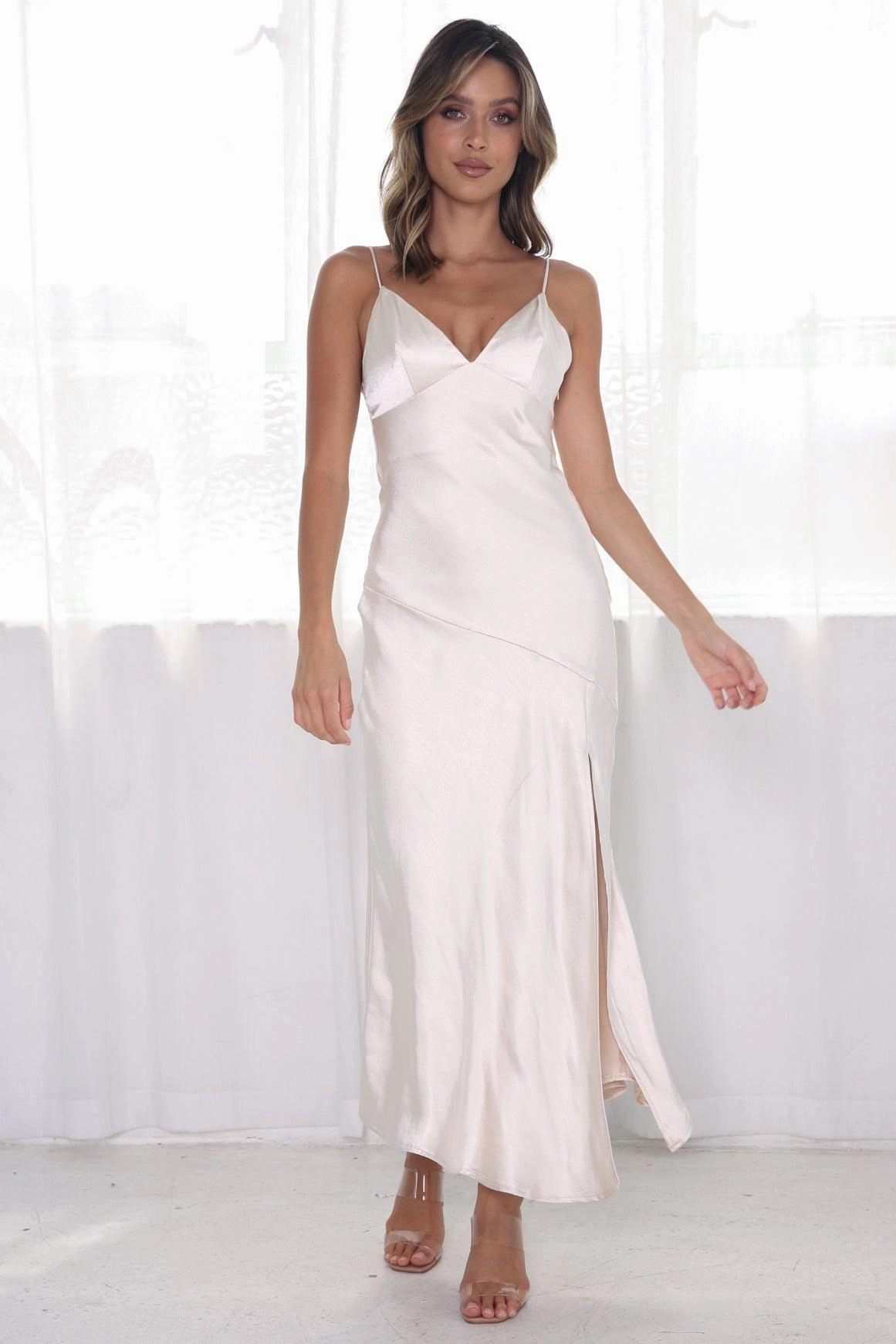 High Cut petite size Zelda Dress - Champagne