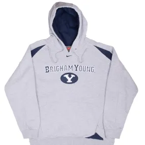 VINTAGE NIKE NCAA BYU BRIGHAM YOUNG GREY HOODIE SWEATSHIRT 2000S SMALL wedding guest wear goes with boots