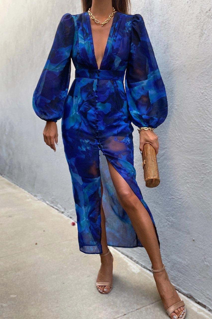 Karlita Midi Dress - Blue Polished and Elegant Fresh Glow