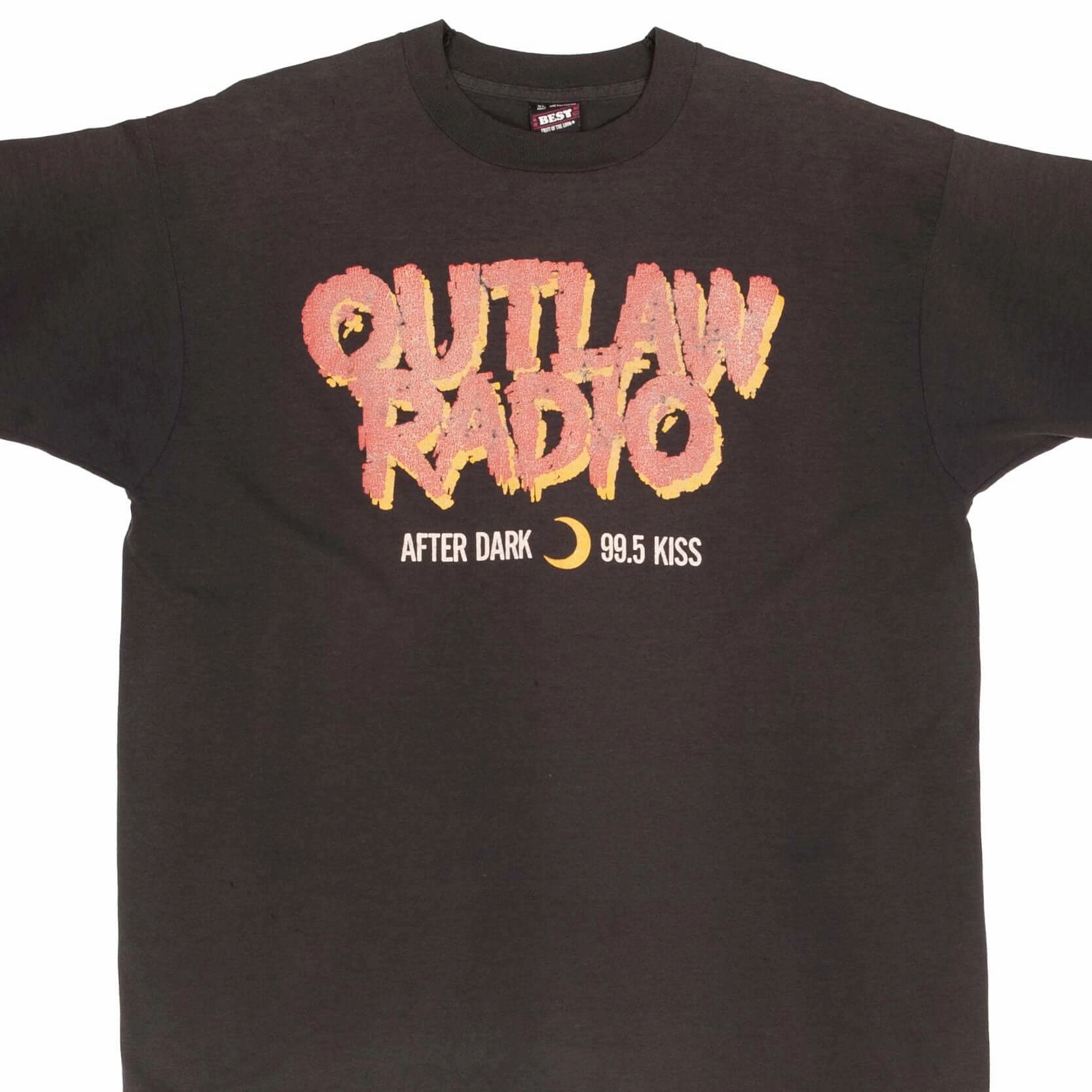 VINTAGE OUTLAW RADIO AFTER DARK 99.5 KISS TEE SHIRT 1990S SIZE XL MADE IN USA AllWeatherComfort