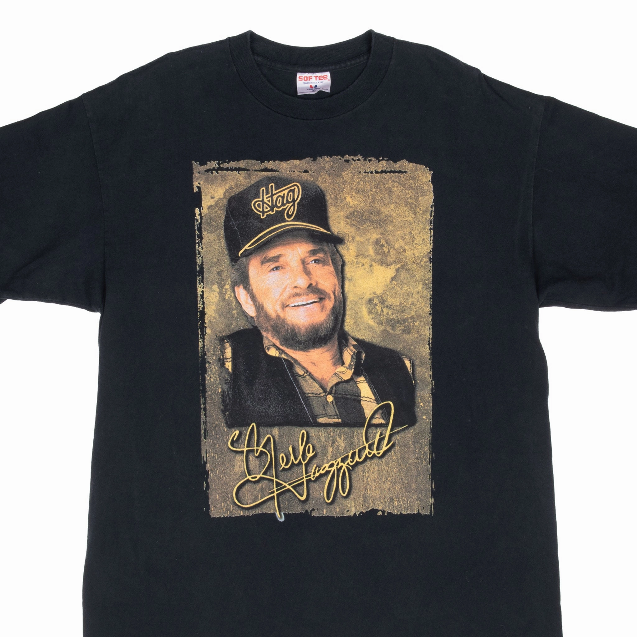 No Shrink Technology Prom VINTAGE MERLE HAGGARD HAG FAR TEE SHIRT 1990S LARGE MADE IN USA
