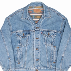 VINTAGE LEVIS TYPE 3 AZTEK LINED DENIM JACKET 4 POCKETS 1980S MEDIUM MADE USA mountain vacation