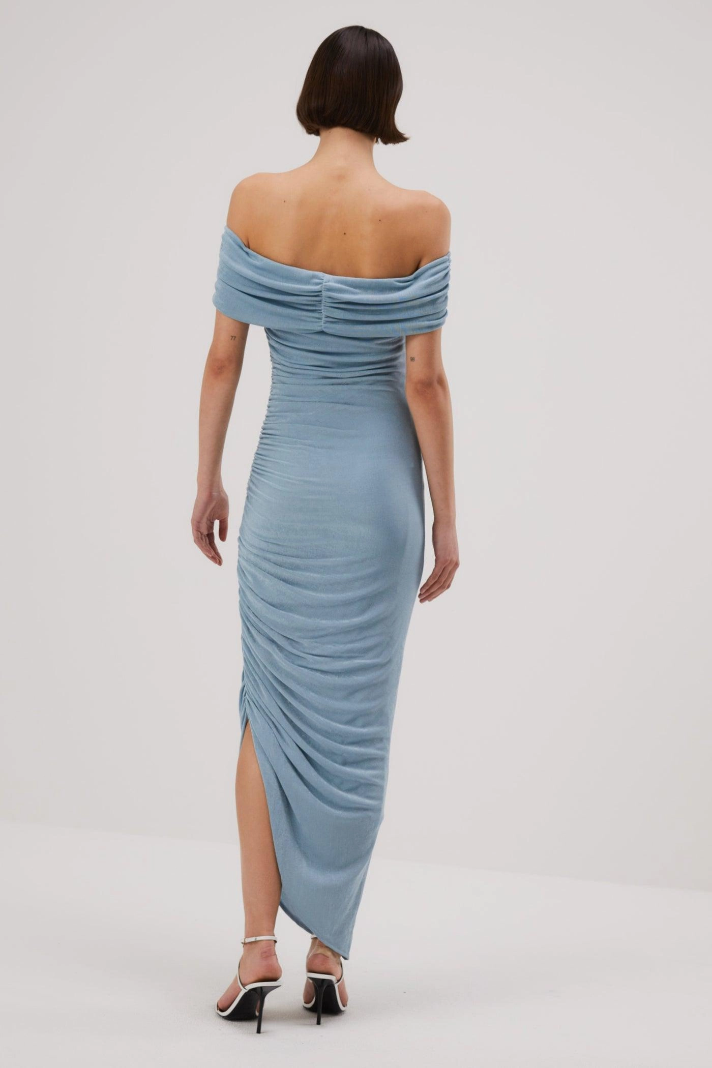 Misha Keoni Slinky Jersey Midi Dress - Sterling Blue Weekend Chic