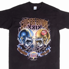 VINTAGE NFL CHARGERS VS 49ERS SUPERBOWL TEE SHIRT 1994 SIZE LARGE MADE IN USA Versatile Layering Piece