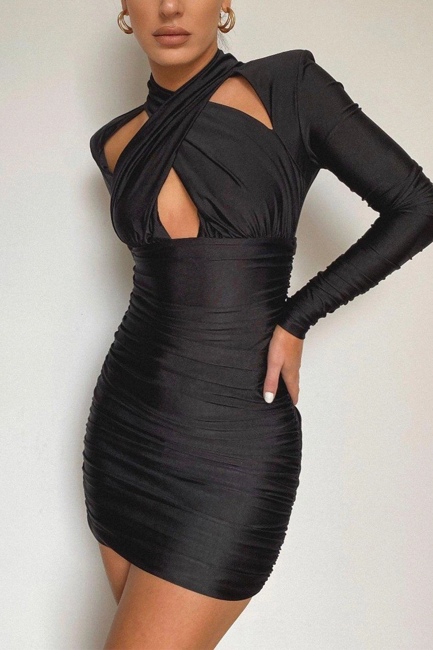 Solana Dress - Black Square Neck