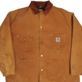 VINTAGE CARHARTT MICHIGAN CHORE JACKET 1990S SIZE 54R MADE USA Double Layer Closure rainy weather