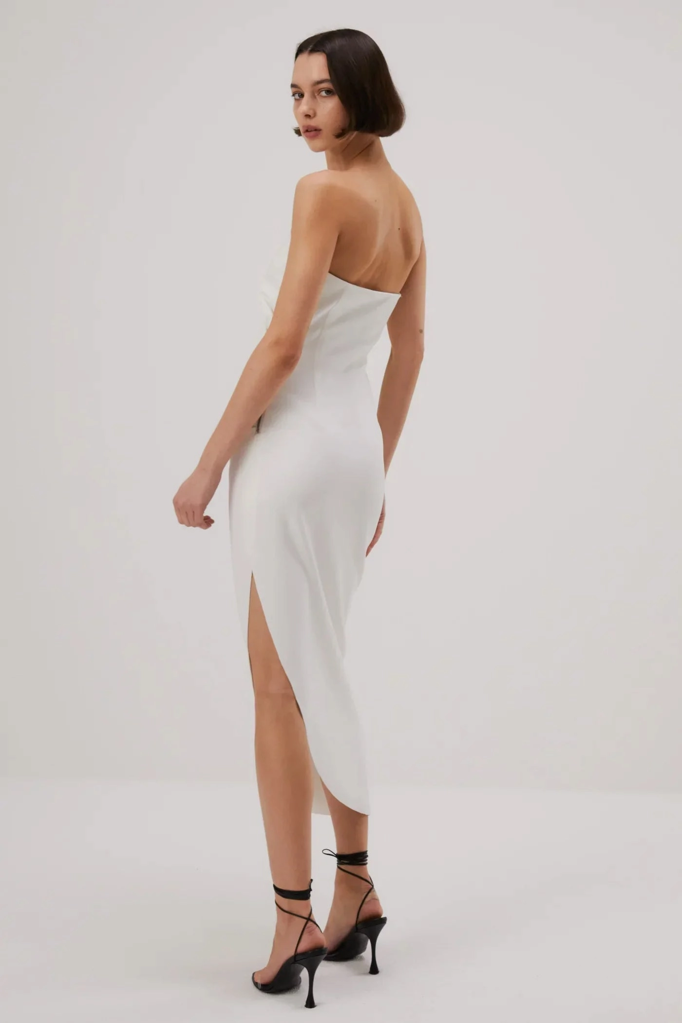 Work Vibes Misha Audrina Bonded Crepe Midi Dress - Ivory