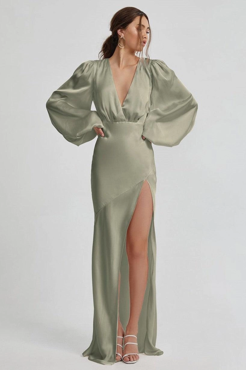 Minimalist Design Soft Lines India Dress - Sage