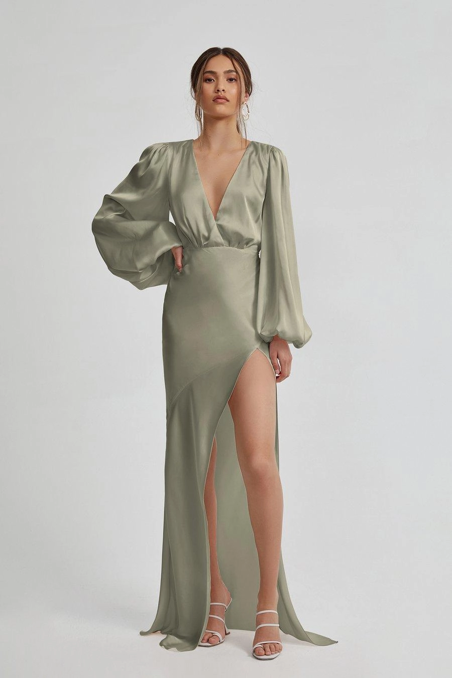 Soft touch evening dress India Dress - Sage