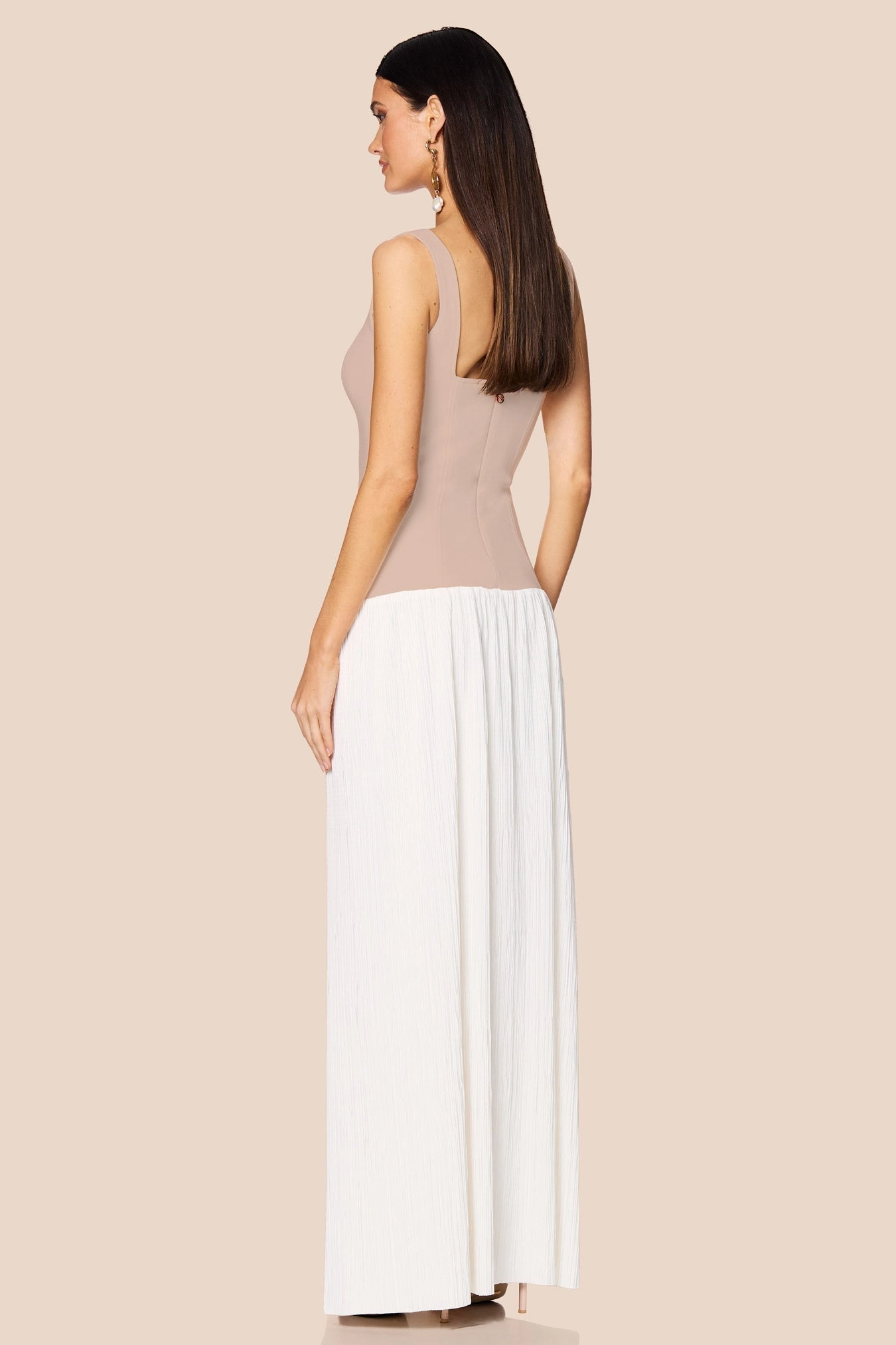 Nookie Desiree Square Neck Maxi Dress - Nude/White Vibrant Waist All-Purpose Wear