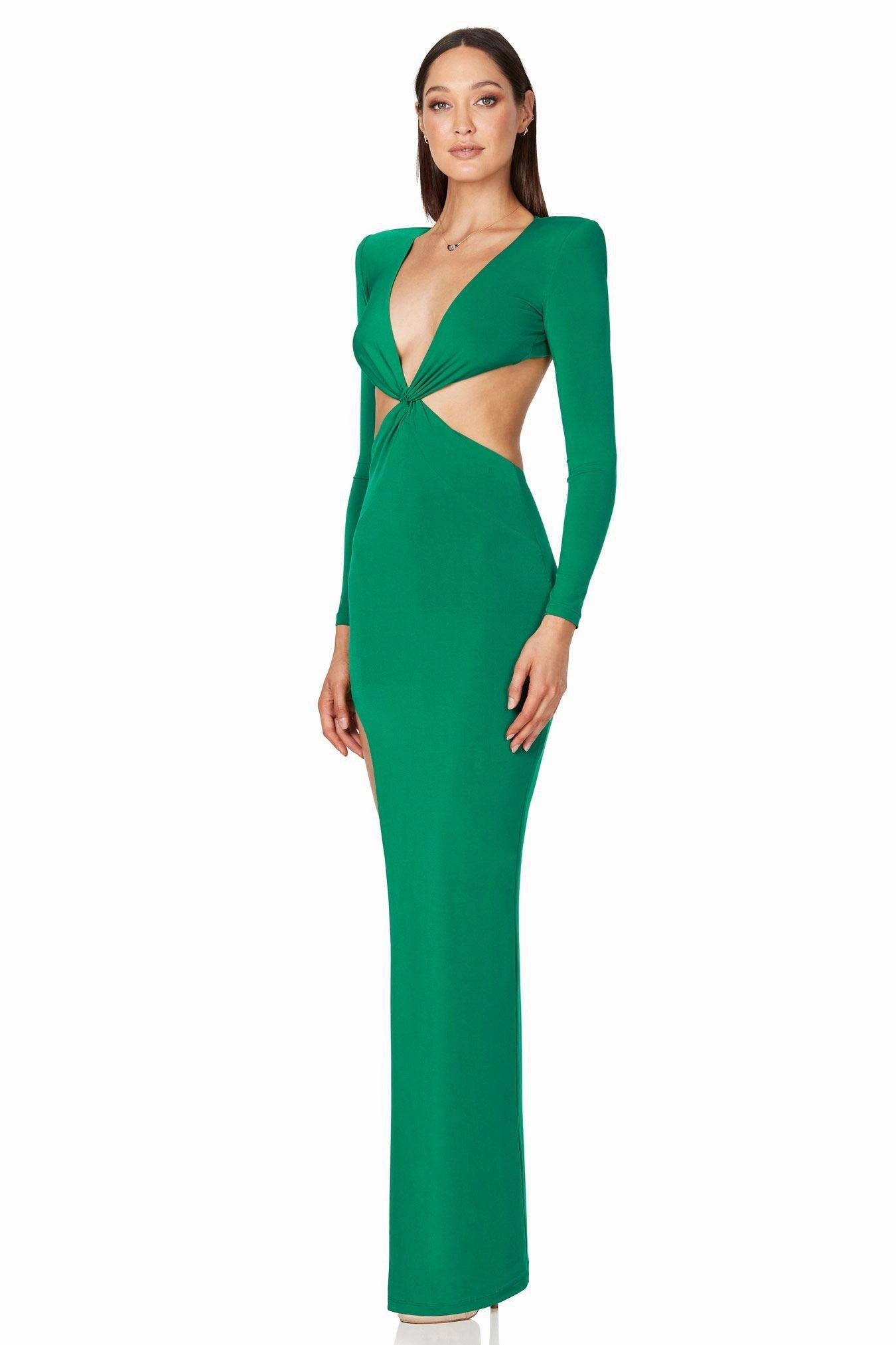 Polite Tone Blush Glow Nookie Jewel Gown - Emerald