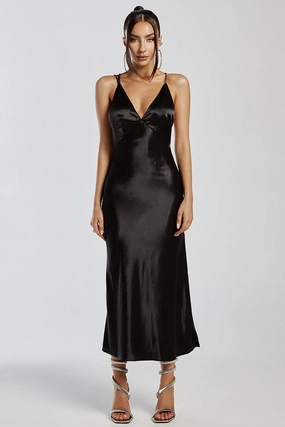 Chic Waist Sariah Slip Dress - Black
