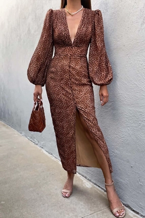 Ruby Midi Dress - Leopard Fall Go Cute Touch