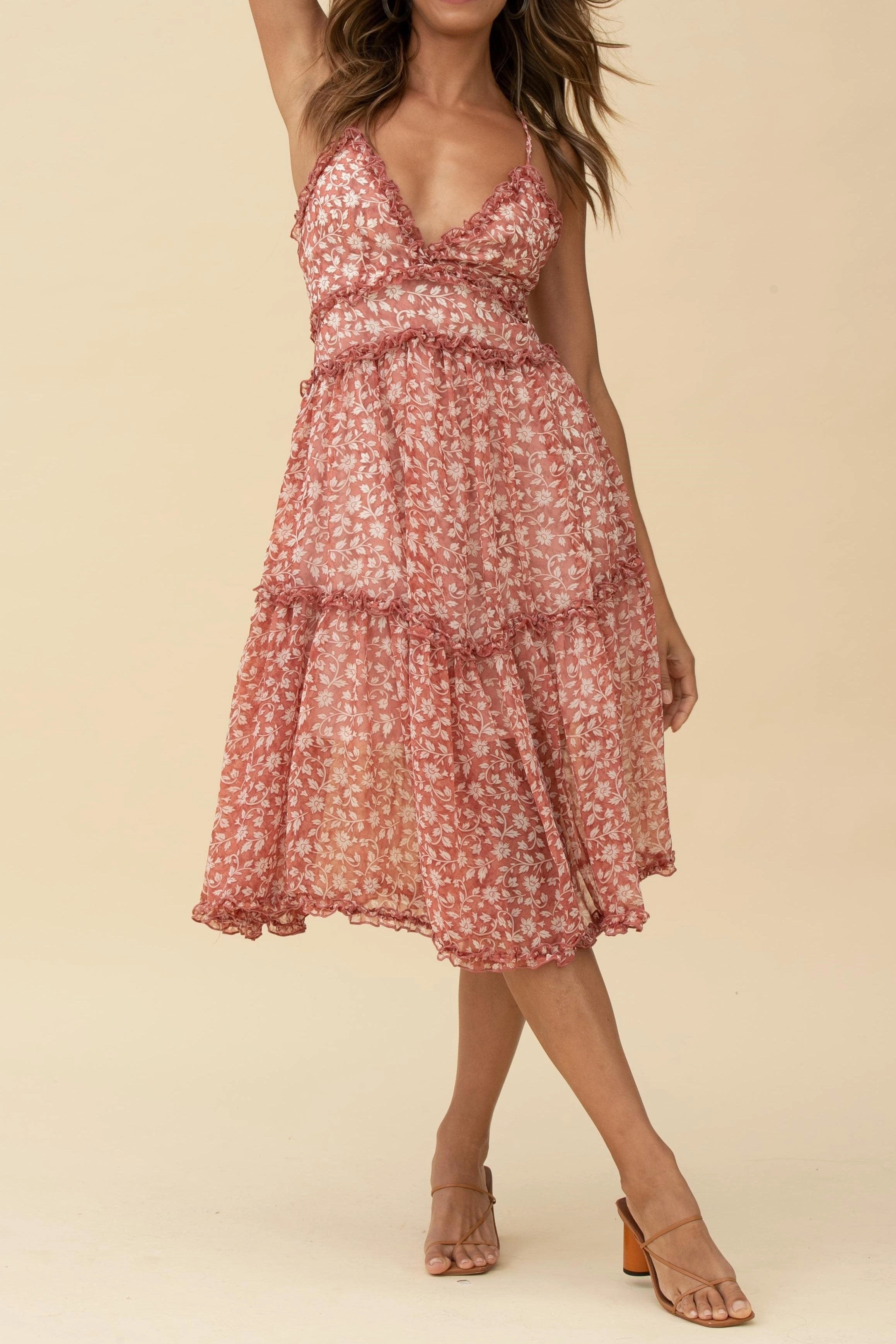 Miami Breeze Midi Dress - Rose Inclusive Fit Feminine Charm