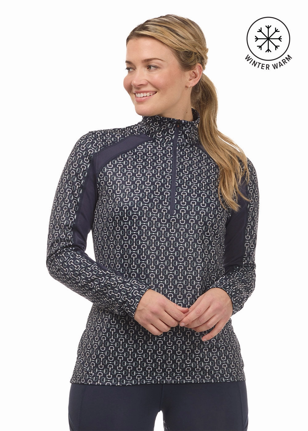 Non Iron Fabric Subtle design First Level Quarter Zip Stretch Fleece Tech Top - Print