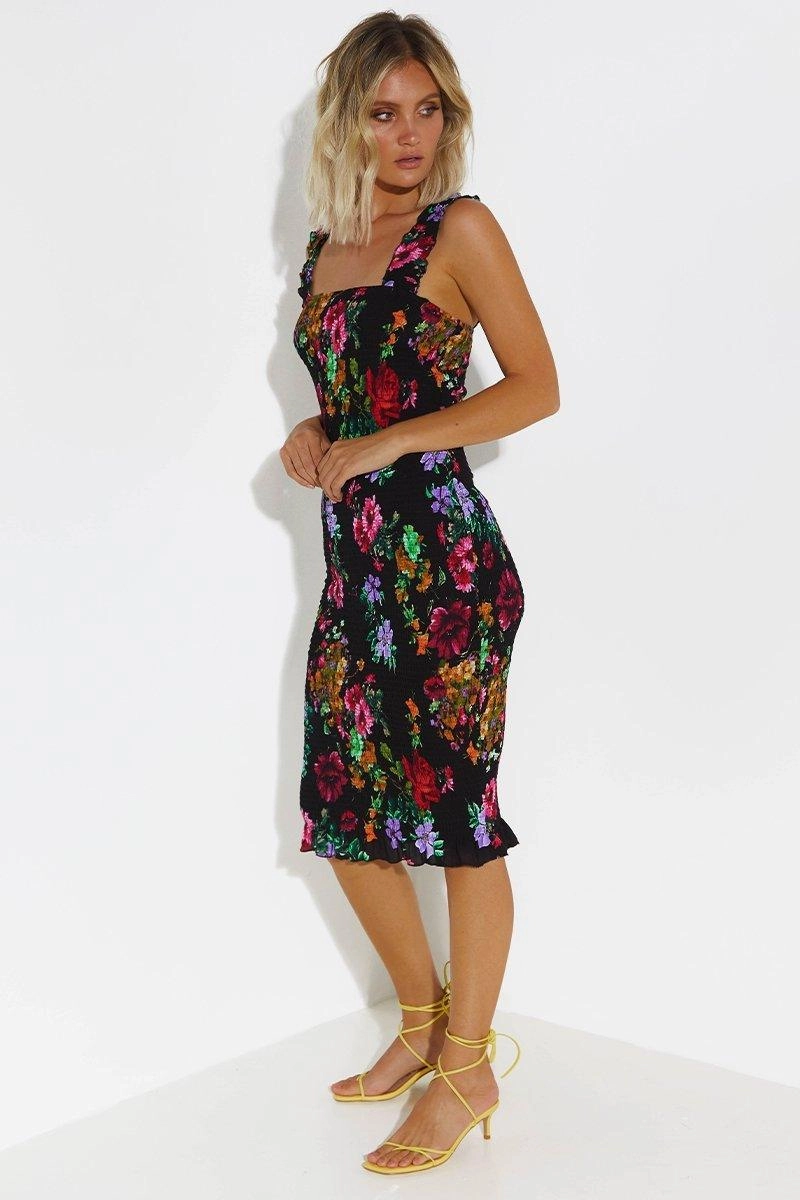 Mini-Length Tina Dress - Black Floral