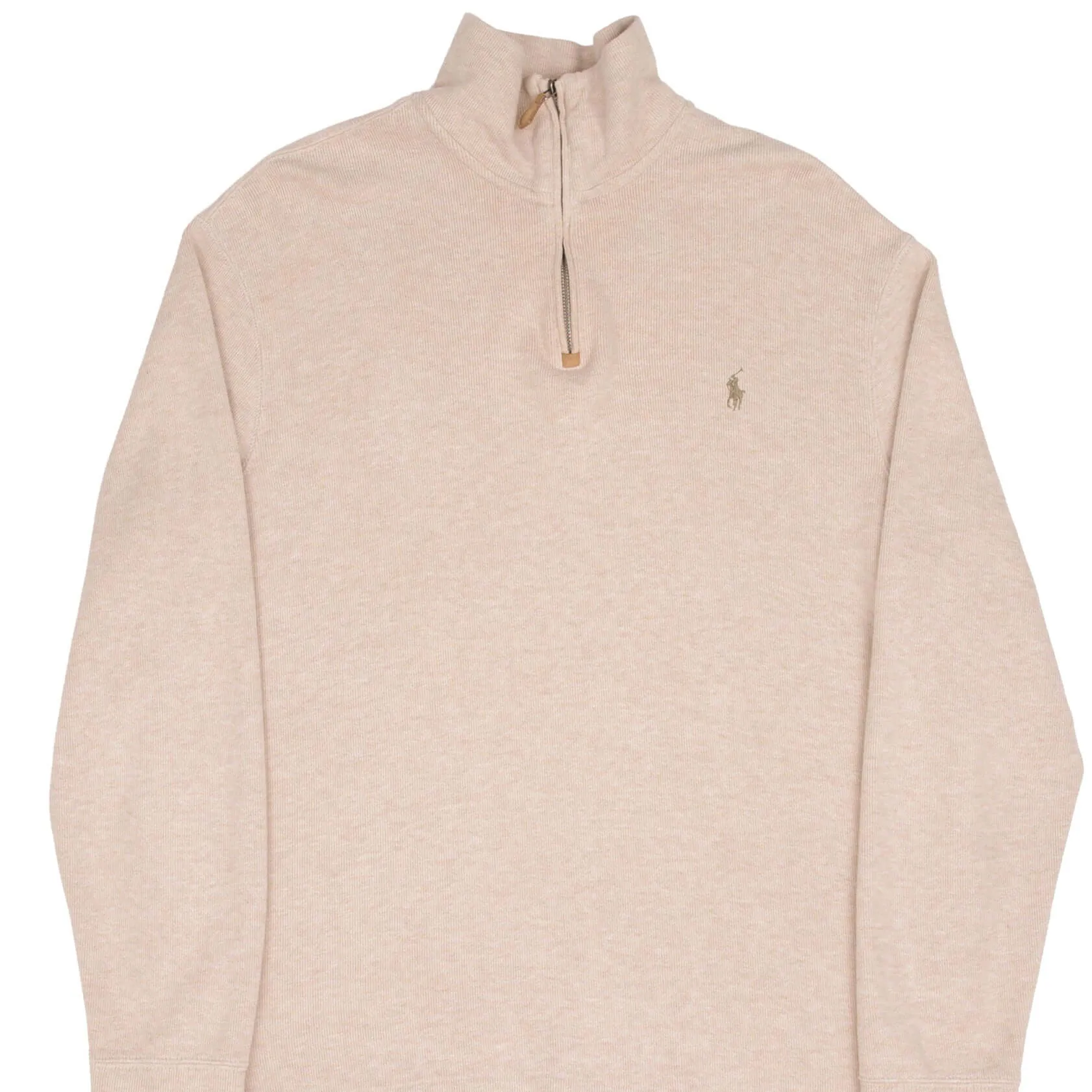 VINTAGE POLO RALPH LAUREN BEIGE QUARTER 1/4 ZIP SWEATER 1990S SIZE LARGE school wear