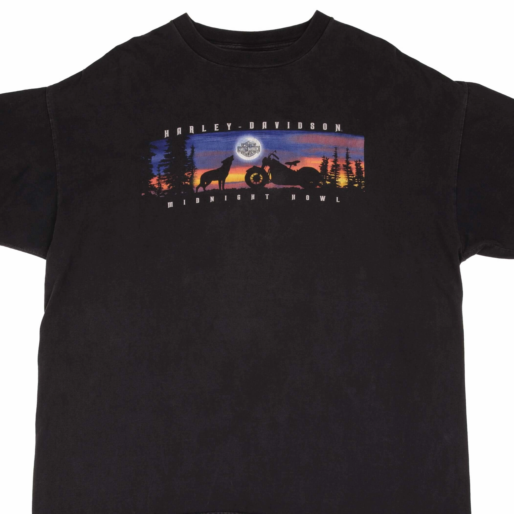 Layering Wear VINTAGE HARLEY DAVIDSON MIDNIGHT HOWL DALLAS TX TEE SHIRT 1999 2XL MADE IN USA
