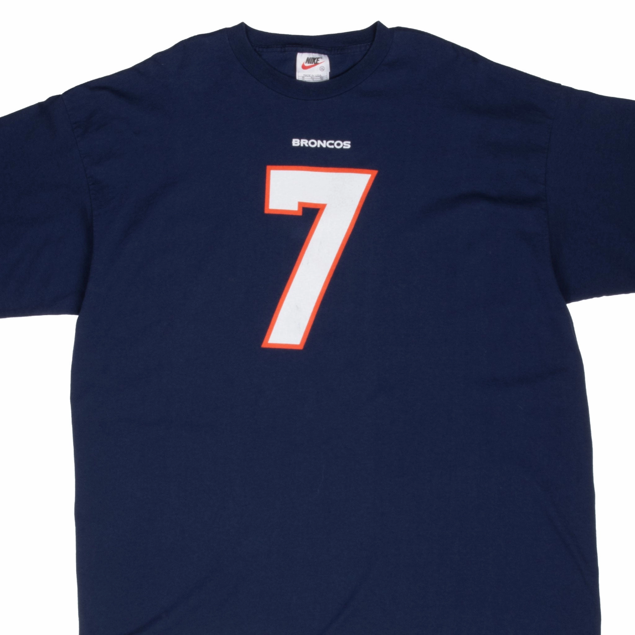VINTAGE NIKE NFL DENVER BRONCOS ELWAY #7 TEE SHIRT 2004 2XL MADE IN USA Comfy Wardrobe Airflow Mesh Panels