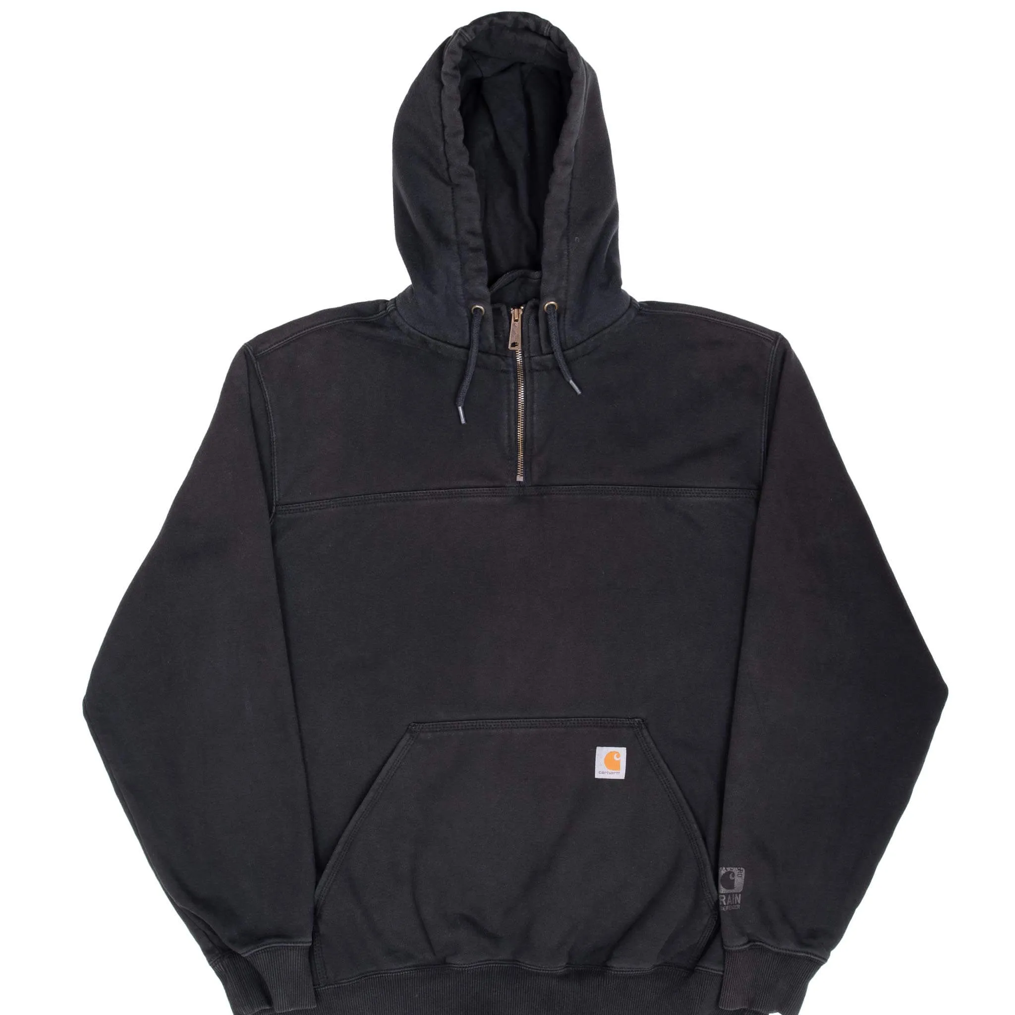 City Trend VINTAGE CARHARTT QUARTER ZIP BLACK HOODIE SWEATSHIRT XL TALL