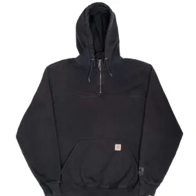 City Trend VINTAGE CARHARTT QUARTER ZIP BLACK HOODIE SWEATSHIRT XL TALL