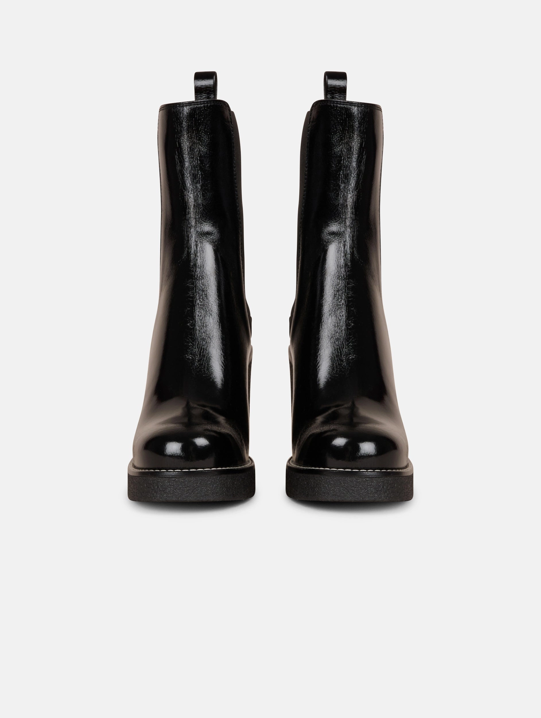 Lightweight Footwear Boots ??lastiqu??s en cuir verni noir