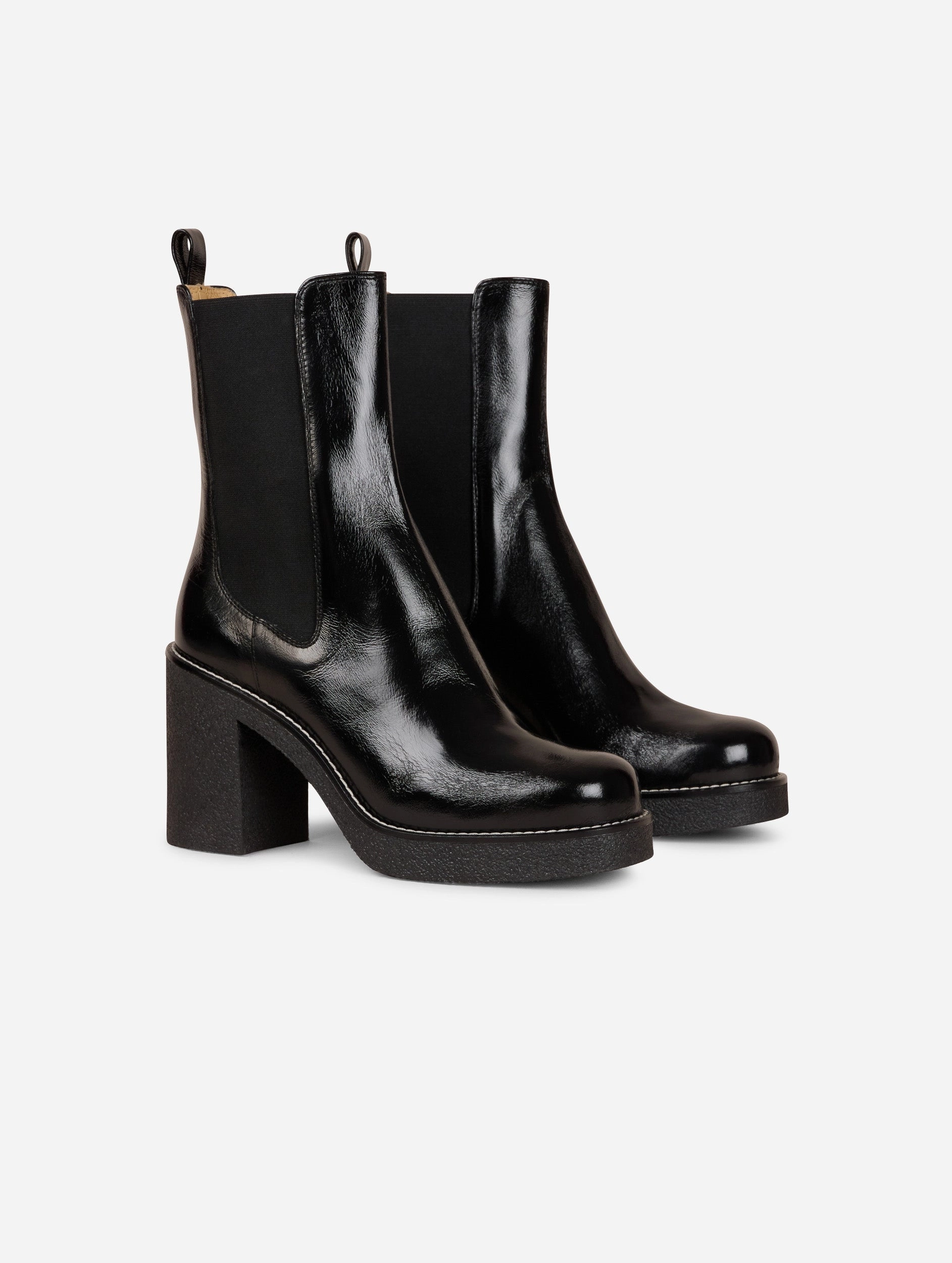 Boots ??lastiqu??s en cuir verni noir Weather Ready Anti Static Lining
