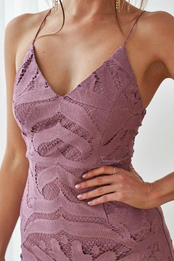 Khaleesi Dress - Dusty Purple Sleeveless Cut Belted-Style