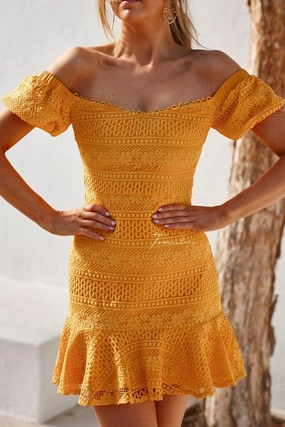 Lounge Mode Soft Drape Gabriella Dress - Yellow (Final Sale)