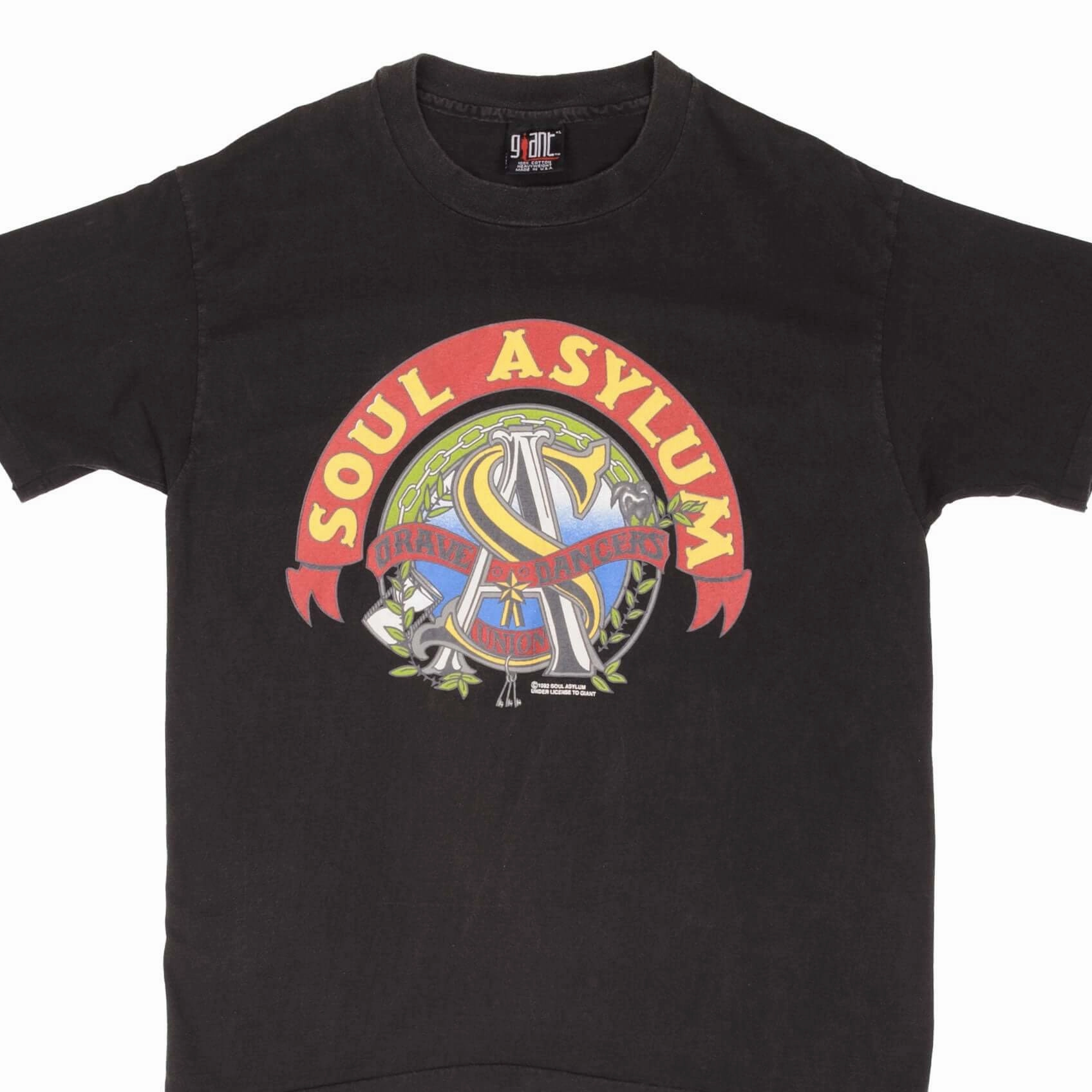 Non Restrictive Cut Polka Dot Pattern VINTAGE SOUL ASYLUM GRAVE DANCERS UNION 1992 GIANT TEE SHIRT LARGE MADE IN USA