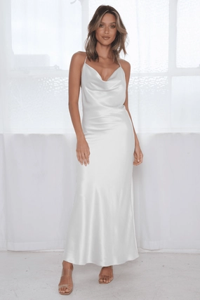 Moment Glow Relaxed Vibe Sophia Cowl Midi Dress - Ivory