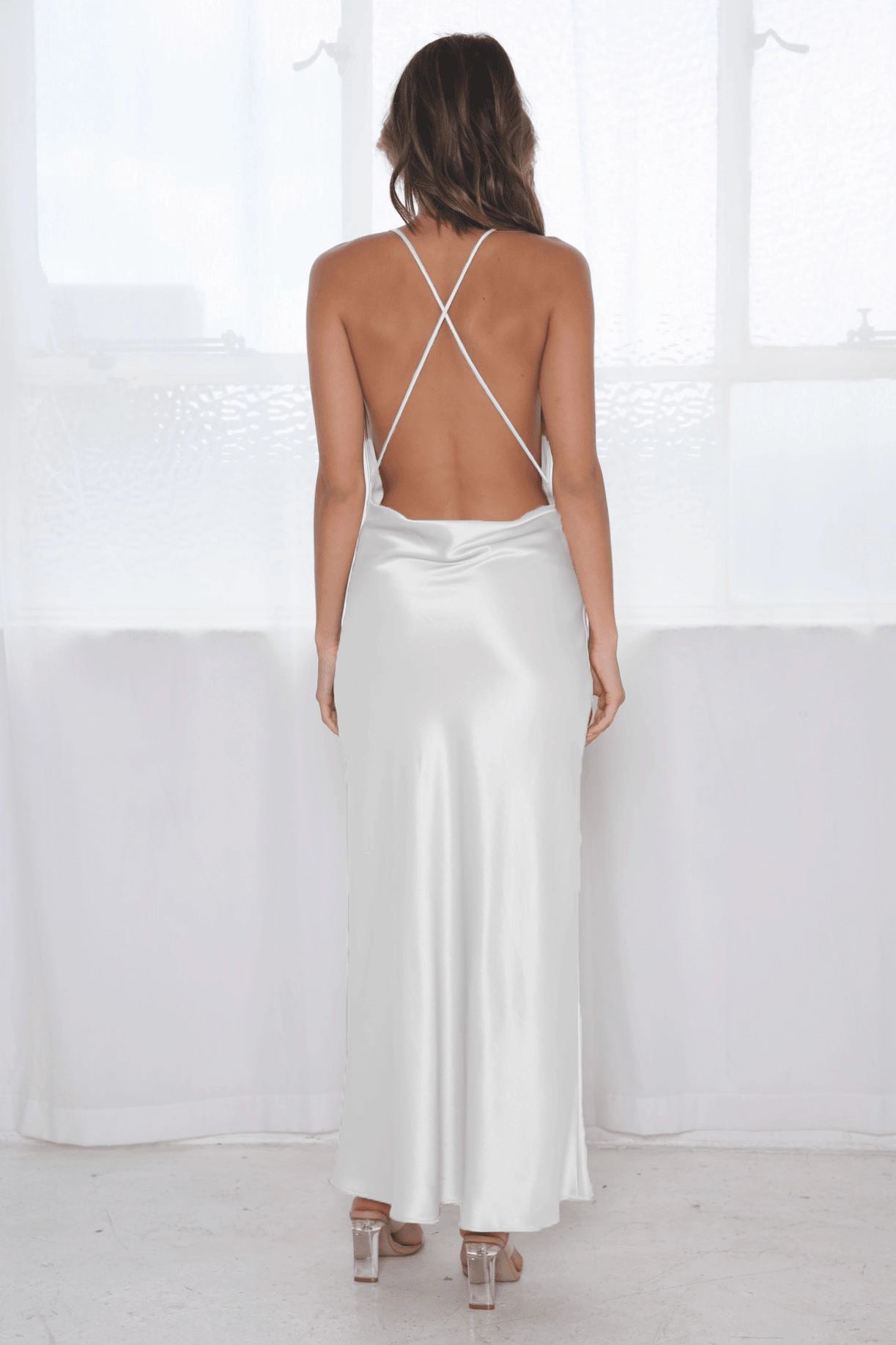 Sophia Cowl Midi Dress - Ivory Floral Comfort Smart Look