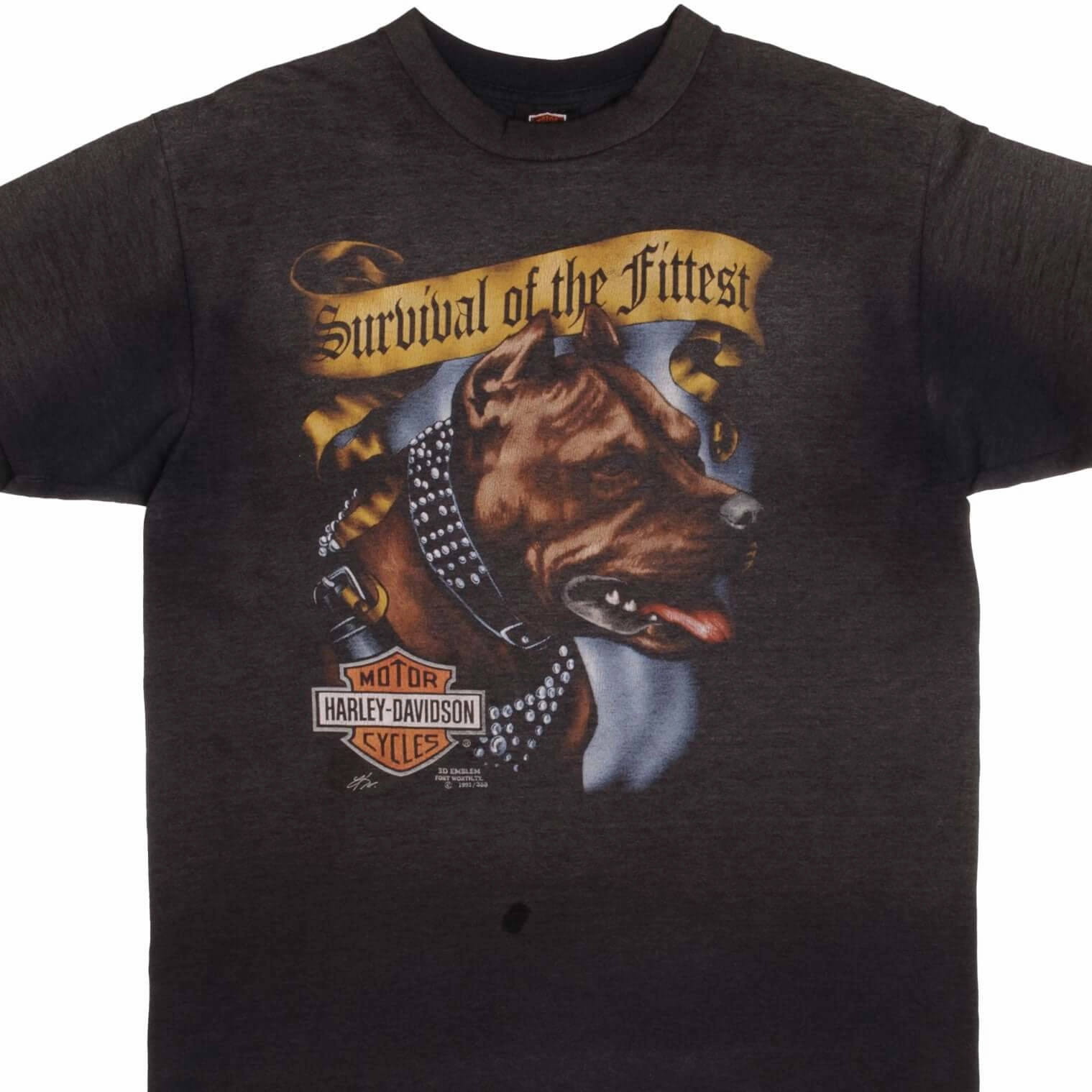 Compact Stitch Pattern sale season VINTAGE 3D EMBLEM HARLEY DAVIDSON PITBULL TEE SHIRT 1991 MEDIUM MADE IN USA