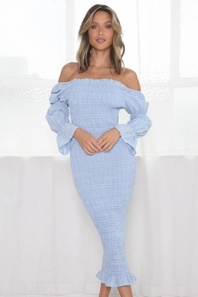 Calm Flow Grace Midi Dress - Baby Blue