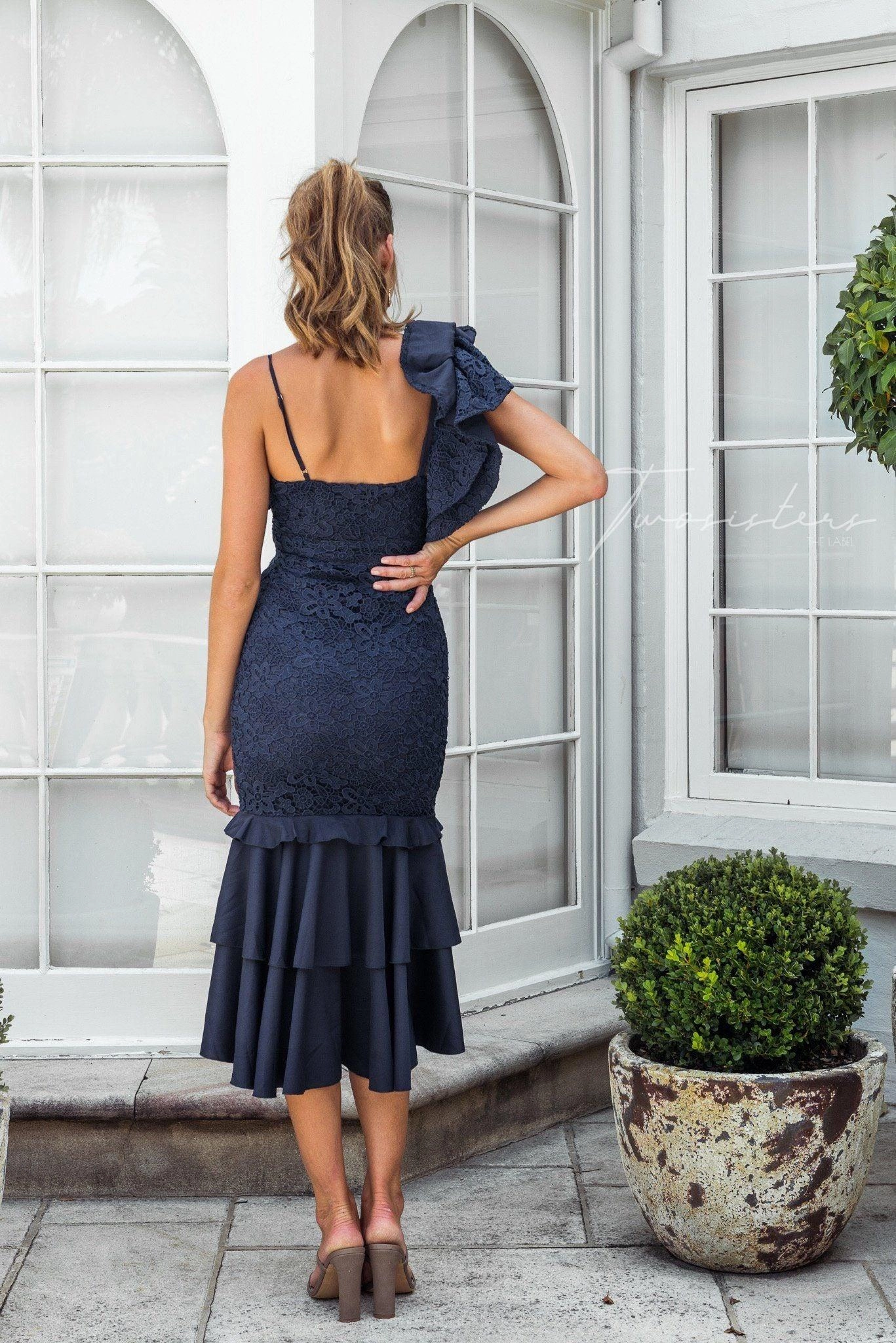 Sophia Dress - Navy (Final Sale) Invisible-Zip Contemporary Layer