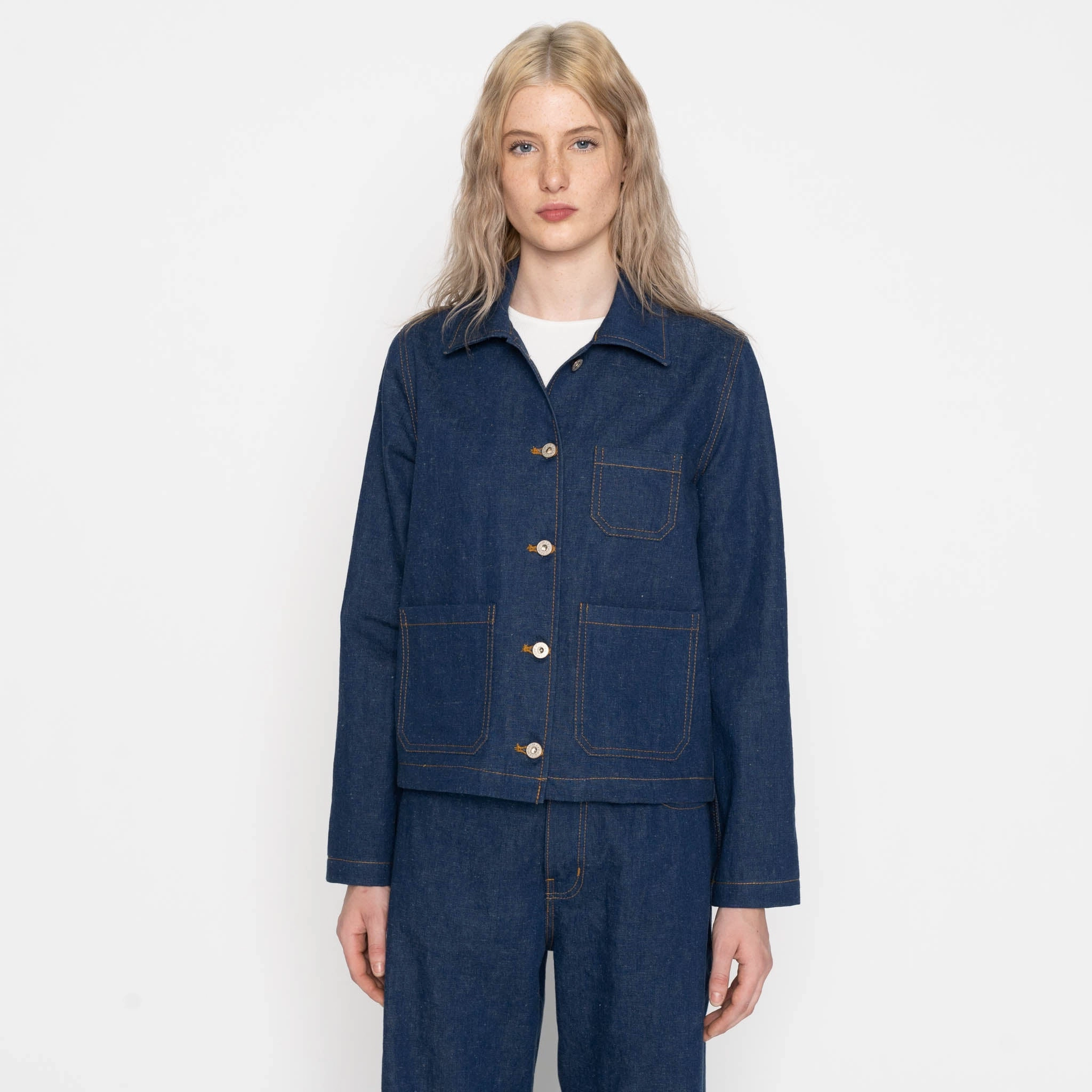 Trail Style Gracie - 2x1 Dungaree Nep Denim - Mid Indigo