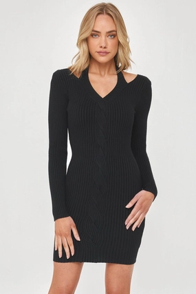 Lula Cut Out Knit Dress - Black Fresh Fit