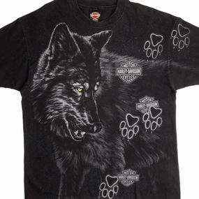 StretchReinforcedArmholes Wrinkle Resistant Material VINTAGE ALL OVER PRINT HARLEY DAVIDSON TEE SHIRT 1990s SIZE LARGE MADE IN USA