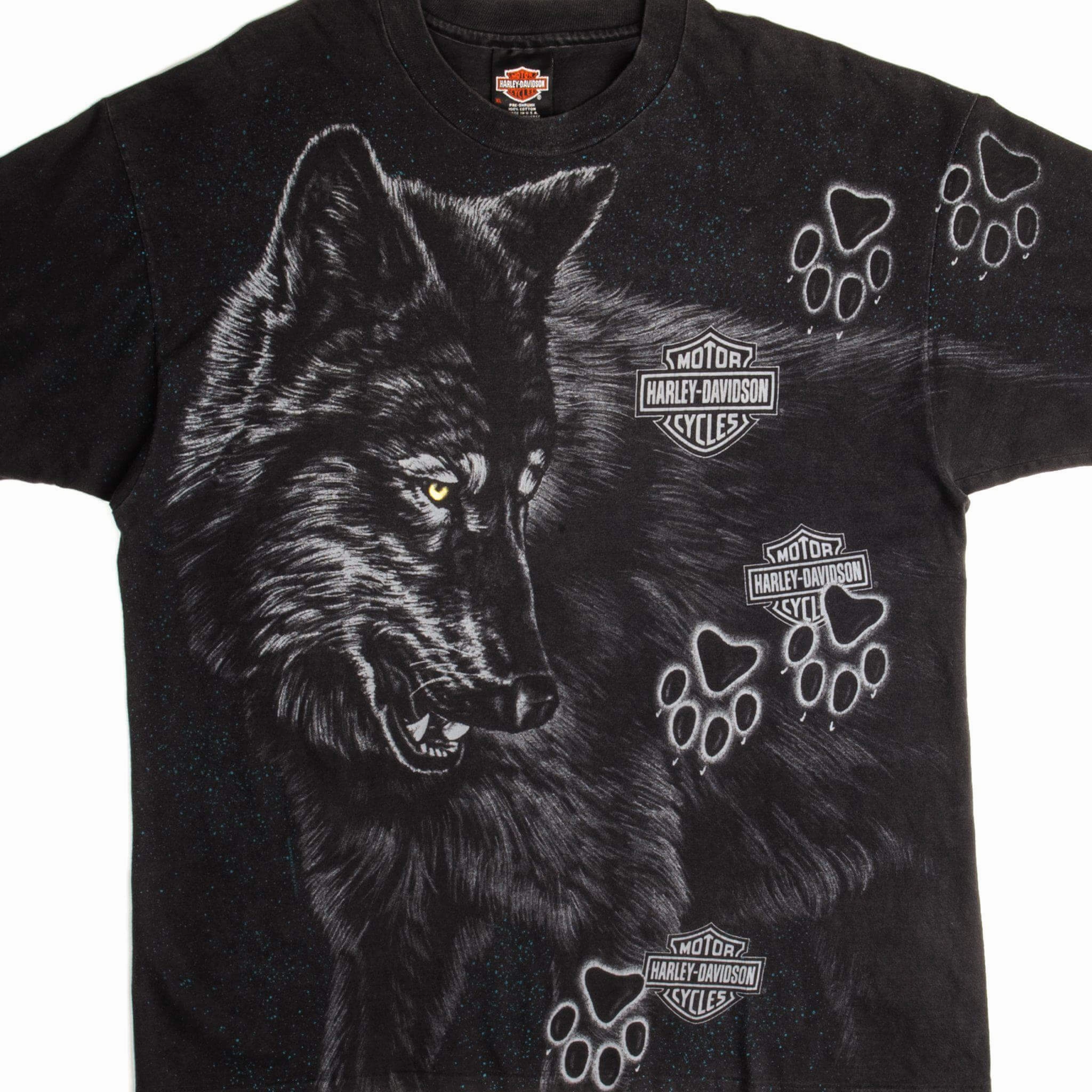 StretchReinforcedArmholes Wrinkle Resistant Material VINTAGE ALL OVER PRINT HARLEY DAVIDSON TEE SHIRT 1990s SIZE LARGE MADE IN USA