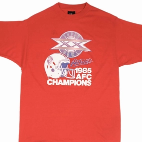 VINTAGE NFL NEW ENGLAND PATRIOTS SUPER BOWL 1985 TEE SHIRT MEDIUM MADE IN USA TaglessDesign hypoallergenic material